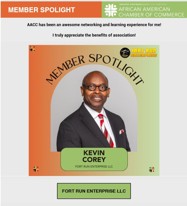 Kevin Corey featured by African American Chamber of Commerce